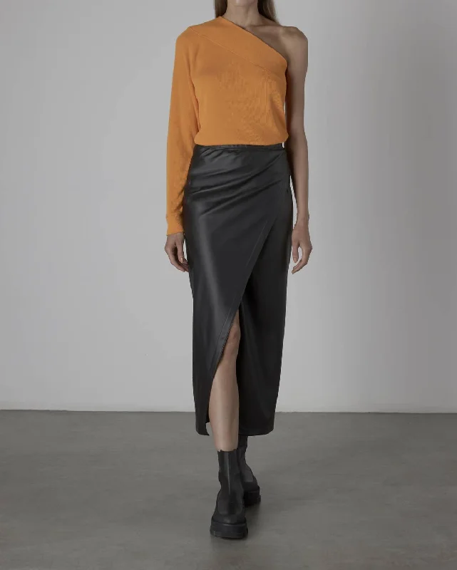 Sweater Knit 1-Sleeve Top In Citrus Welt Pockets Slit Pockets Flap Pockets