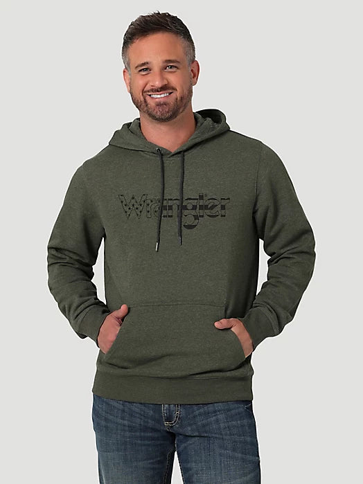 Wrangler Green Stars and Stripes Logo Hoodie Hoodie with Hem Fringe Bohemian Relaxed