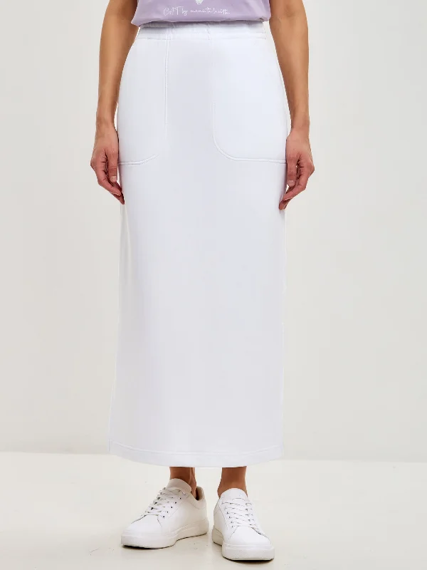 White Women's skirt MIDI cashmere skirt soft