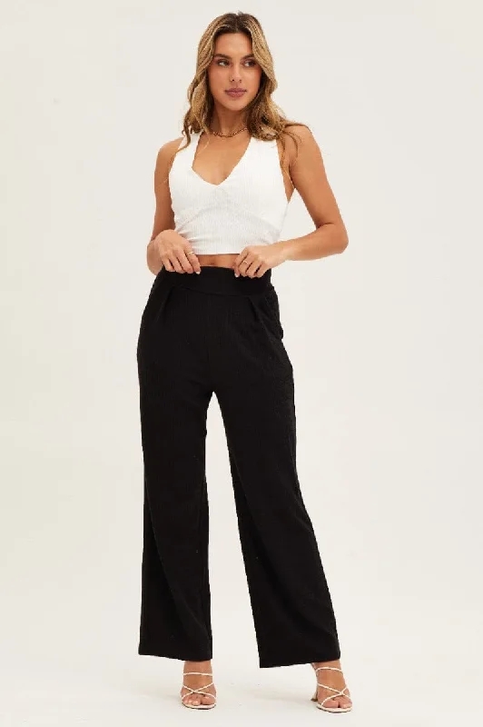 Black Pants High Waist Wide Leg Casual Yoga Pants