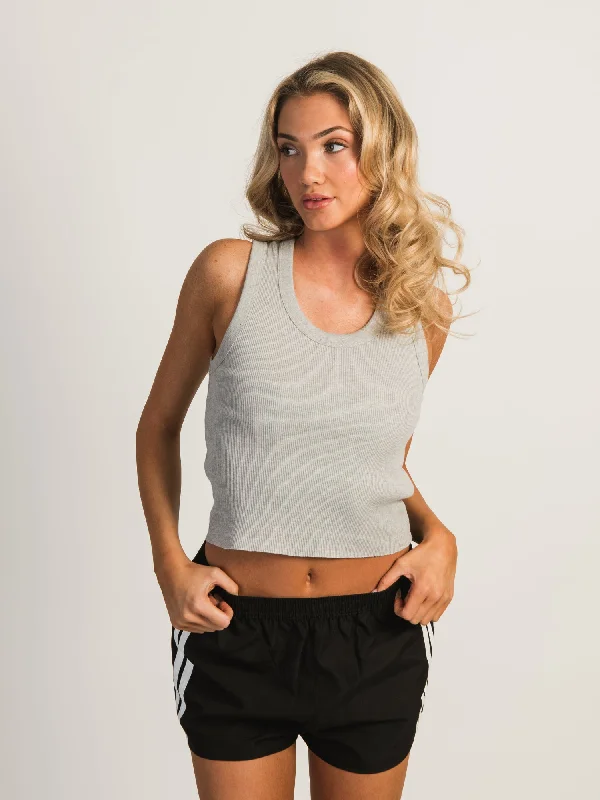 HARLOW KENDALL MELANGE TANK - HEATHER GREY bronze tank top