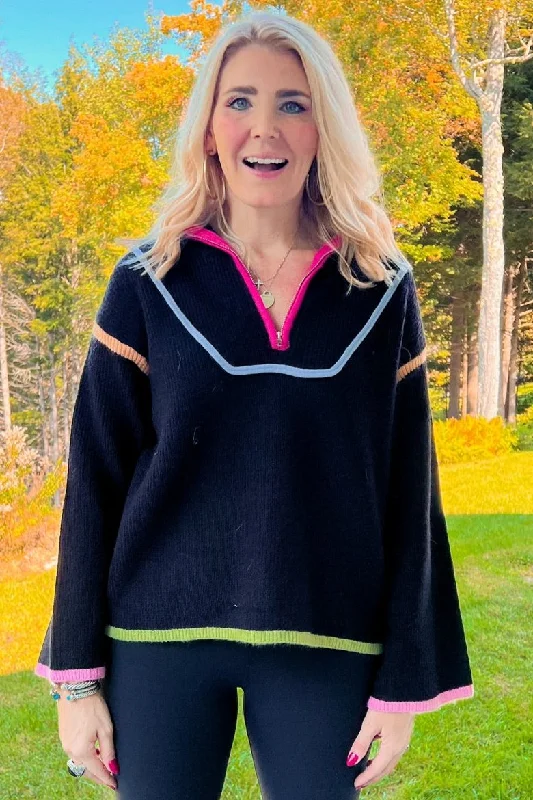 Meet Me On The Slopes Sweater - Black Chenille Blend Fleece Blend Nylon Blend