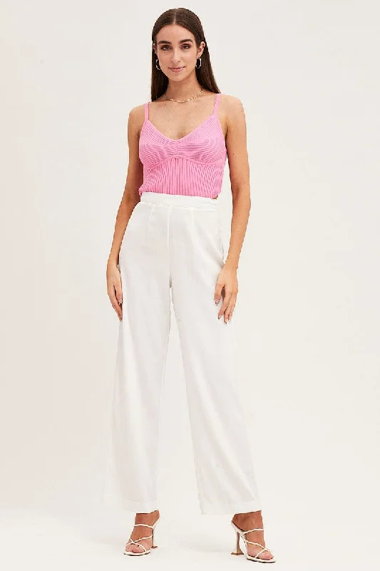 White Wide Leg Pant Classic Straight Pants