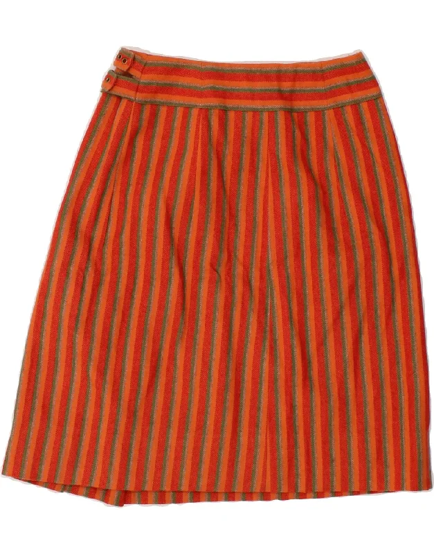 VINTAGE Womens A-Line Skirt W26 Small Orange Striped mini skirt trendy