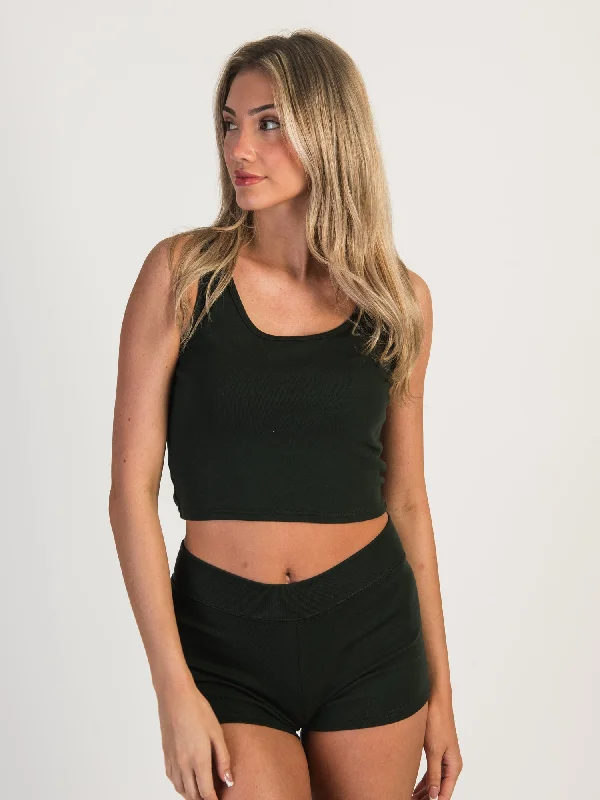 HARLOW TILLY CROPPED TANK - FOREST scoop neck tank