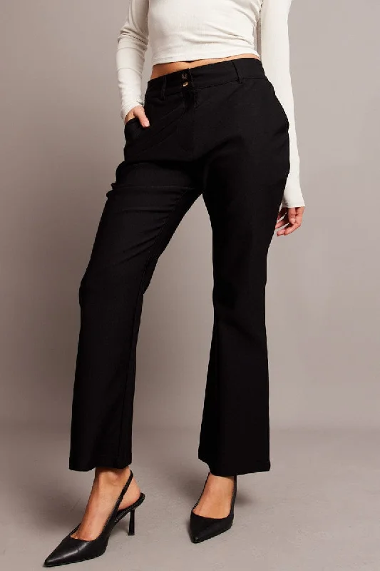 Black Slim Pants High Rise Chic Capri Pants