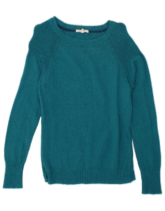 WHITE STUFF Womens Boat Neck Jumper Sweater UK 10 Small Blue Nylon Layered Multi-layer Single Layer