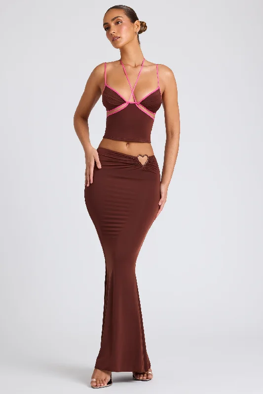 Mid Rise Maxi Skirt in Chocolate Brown lace skirt romantic