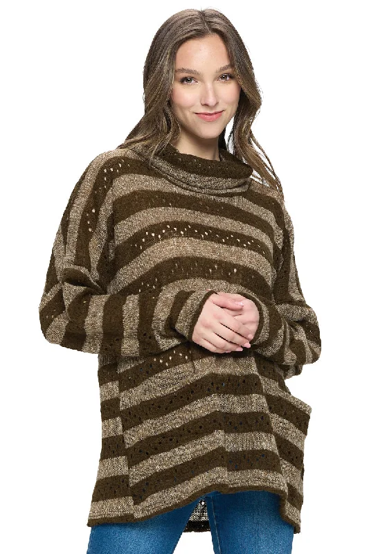 Sweater Striped Loose Fit Ribbed Striped Patterned