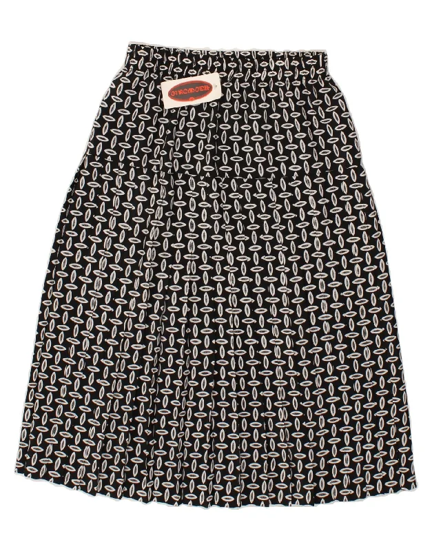 VINTAGE Womens Abstract Pattern A-Line Skirt Small W26 Black low waist skirt