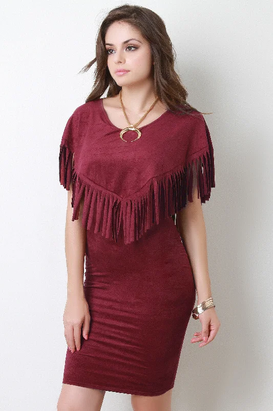 Fringe Cape Vegan Suede Dress Tunics Corduroy durable