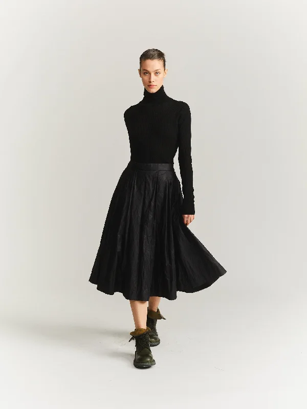 ANARCHIC  SKIRT - LACQED - BLACK chiffon skirt flowing