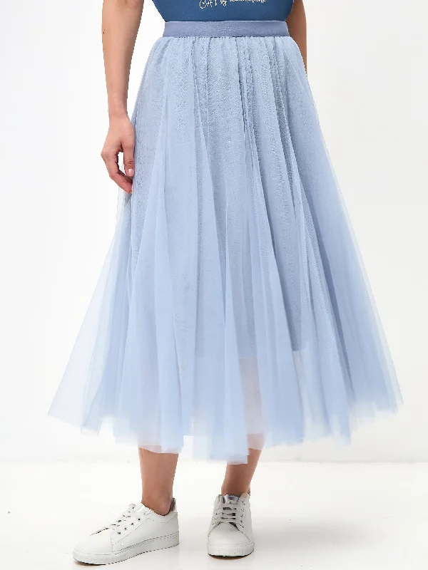 Blue Tulle skirt ROCKY linen skirt light