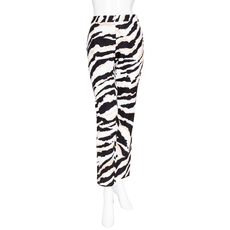 Zebra Print Straight Leg Pants Comfortable Denim Pants