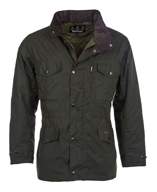 Sapper Wax Jacket - Olive Tailored Jacket Straight Jacket A-Line Jacket