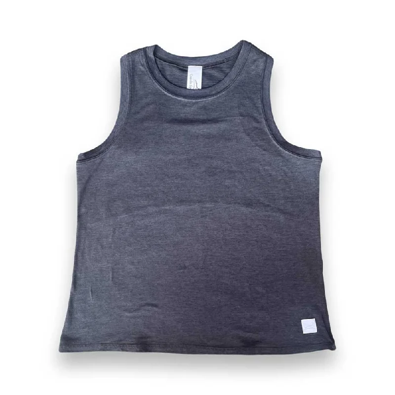 Women's Performance Tech High Neck Tank - Heather Black/Light Gray Woven Gazelle Patch workout tank top