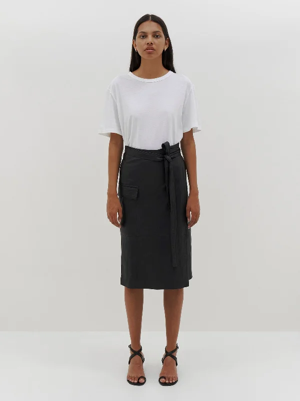 Leather Wrap Skirt asymmetrical skirt cut