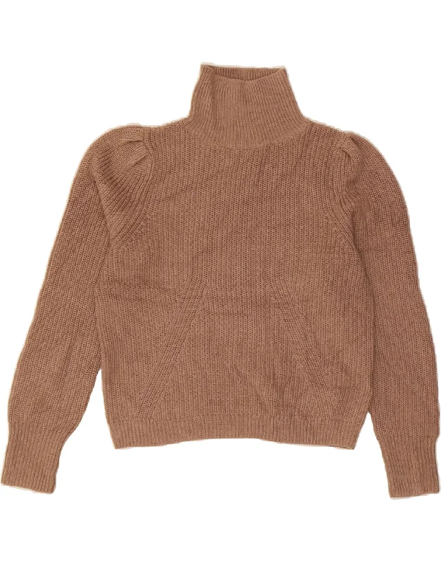 WHISTLES Womens Roll Neck Jumper Sweater UK 10 Small  Brown Polyester Turtle Neck Boat Neck Asymmetrical Neck