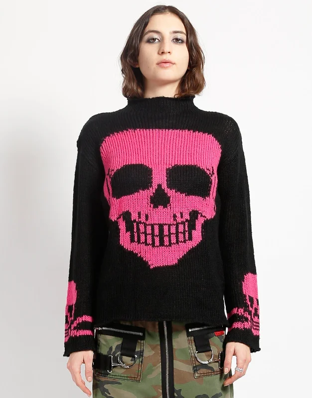 SKULL SWEATER PINK SKULL Elasticated Padded Insulated