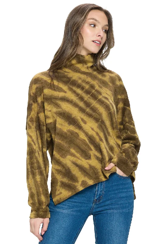 Mustard Sweater Cowl Neck Tie Dye Mesh Fabric Canvas Fabric Denim Fabric