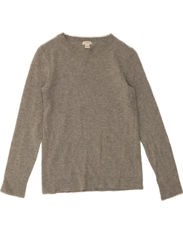 J. CREW Womens Crew Neck Jumper Sweater UK 4 XS Grey Cotton Sweater Knitwear Pullover