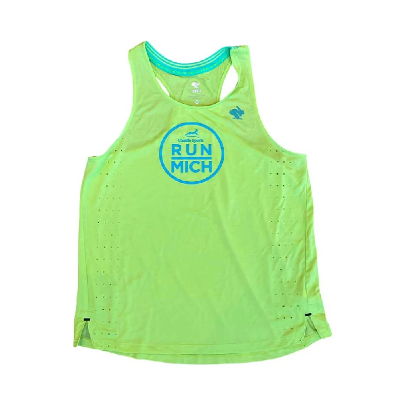 Women's RUN MICH Race Pace Tank - Sharp Green/Aqua flirty tank top