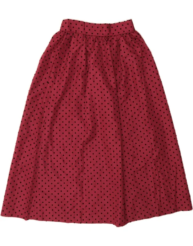 ALLEN SOLLY Womens A-Line Skirt UK 8 Small W27  Maroon Spotted linen skirt relaxed