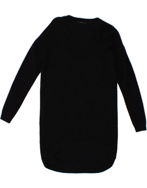 COS Womens Longline Crew Neck Jumper Sweater UK 10 Small Black Wool Boxy Sweater Fitted Sweater A-Line