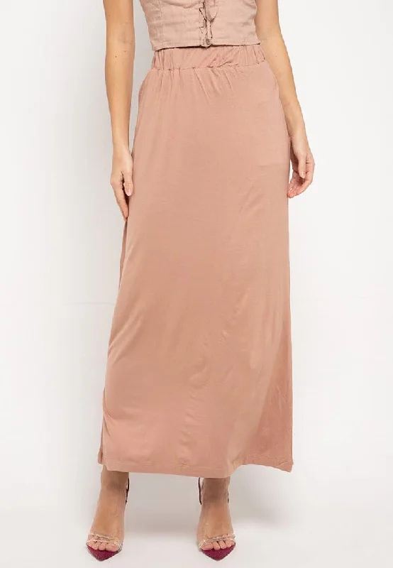 Nade Japan FB005 Long Skirt nade Light Brown leather skirt modern