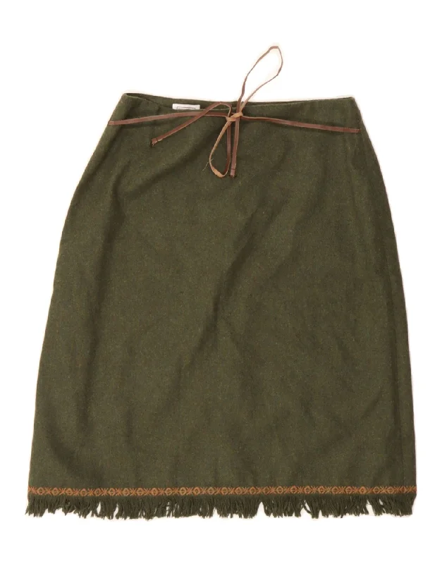 STEFANEL Womens A-Line Skirt IT 42 Medium W30  Green denim skirt fashionable