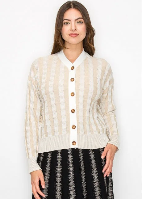 Beige Sweater 4125 Boat Neck Shawl Collar Notched Collar