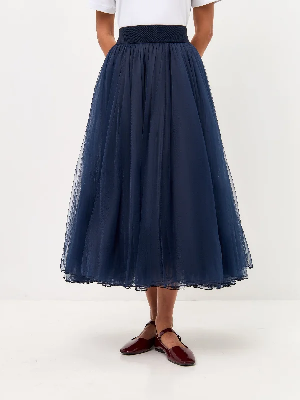 Blue Tulle skirt Princess velvet skirt sumptuous