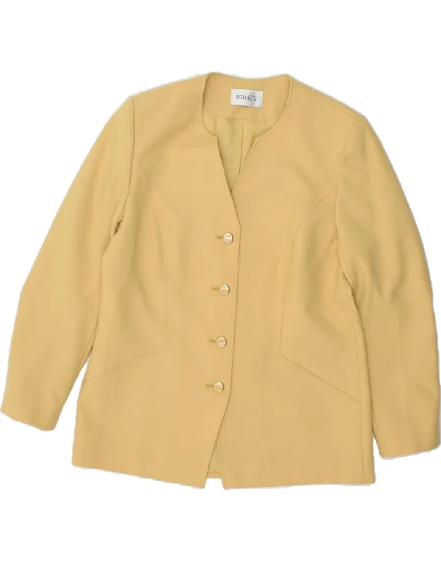 EASTEX Womens 4 Button Blazer Jacket UK 14 Large Yellow Polyester Satin Jacket Silk Jacket Chiffon Jacket