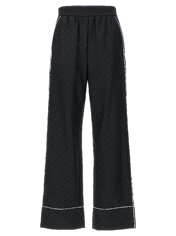 Off Jacquard Pajama Pants Elegant Wool Trousers