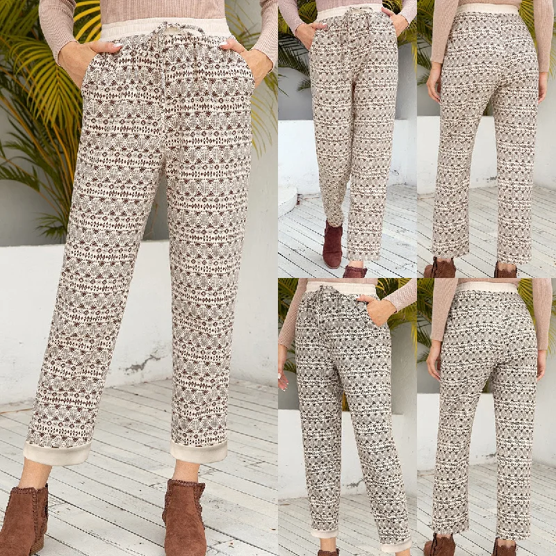 Ladies Print Lace Casual Pants Loose Pants Women Fashionable Work Pants