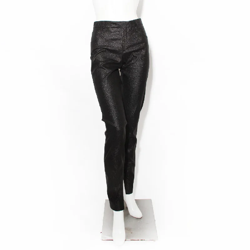 1997 Black Metallic Slit Hem Pants Elegant Trouser Pants