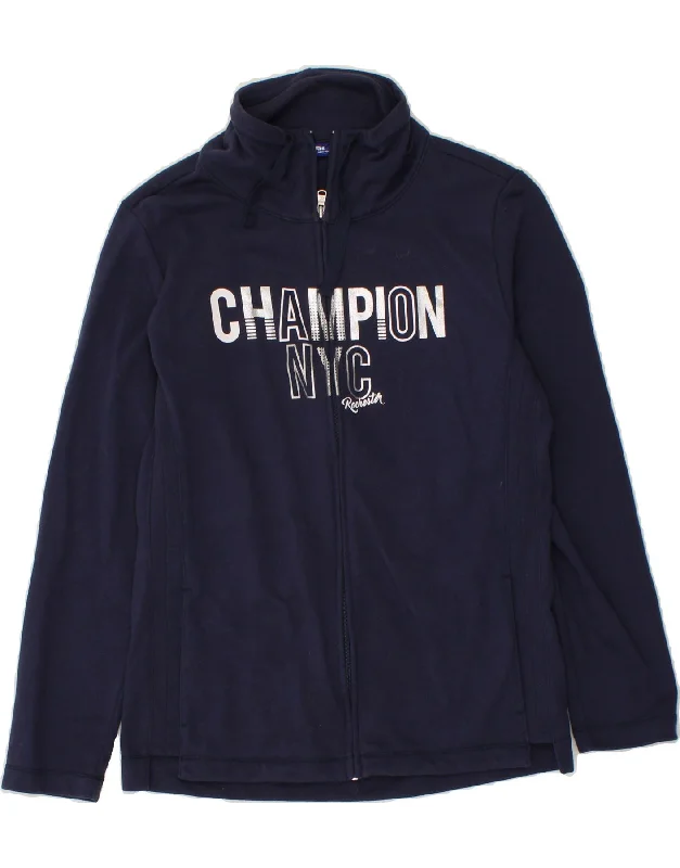 CHAMPION Womens Graphic Tracksuit Top Jacket UK 16 Large Navy Blue Cotton Herringbone Jacket Checkered Jacket Solid Jacket