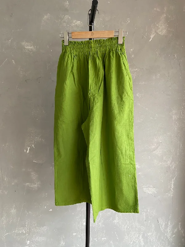 Hand Dyed Farmer's Pants in Green Trendy Tapered Pants