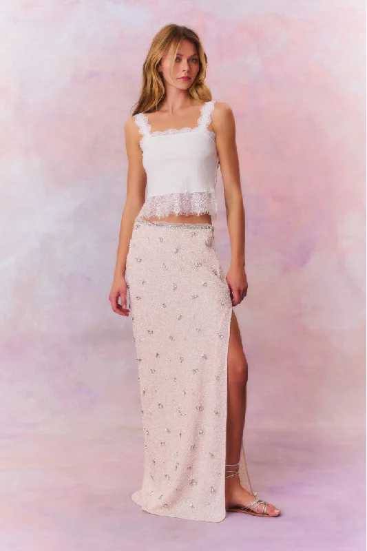 Midwood Embellished Maxi Skirt pleated skirt texture