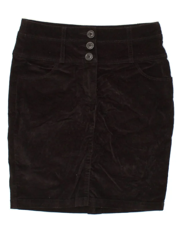 BENETTON Womens Corduroy Skirt IT 40 Small W28 Black Cotton corduroy skirt durable