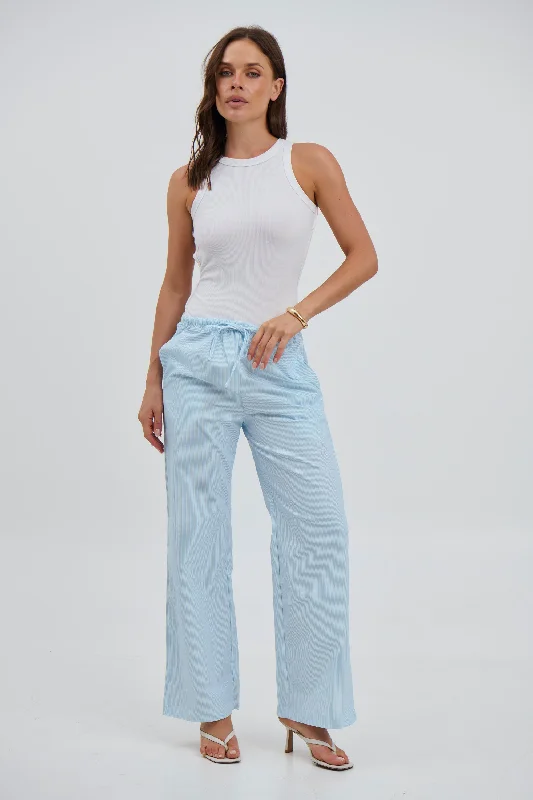 Xander Stripe Pant Blue Comfortable Denim Leggings