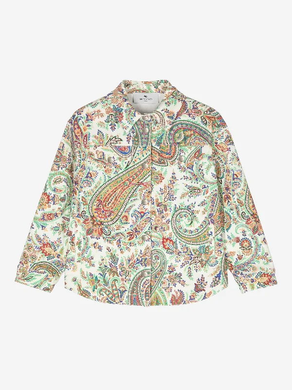 Etro Girls Floral Paisley Jacket in Multicolour Oversized Jacket Tailored Jacket Straight Jacket