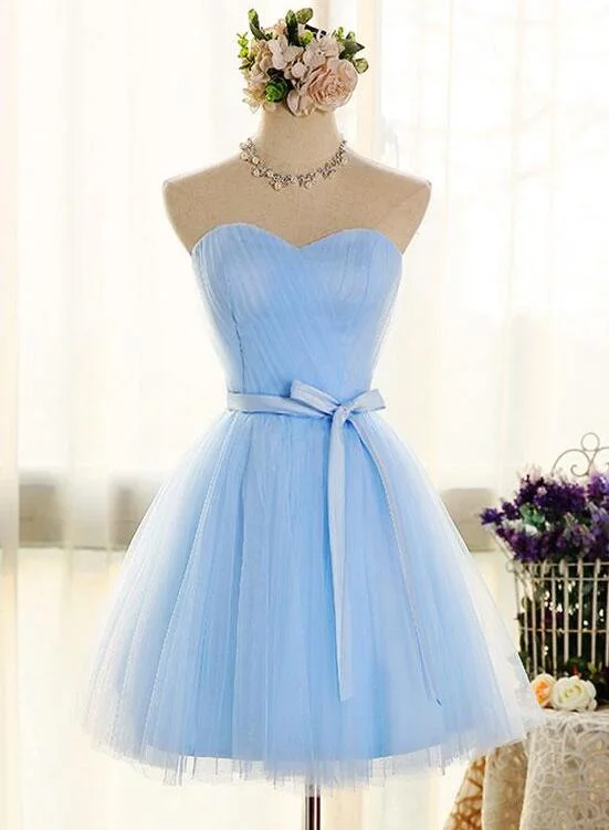 Adorable Light Blue Tulle with Bow Formal Dress, Cute Party Dress 2019, Homecoming Dress Tunics Cozy soft