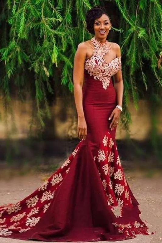 Awesome Precious Excellent Gorgeous Burgundy Mermaid Prom Dress Long Appliqued Sleeveless Evening Dresses Tunics Formal black