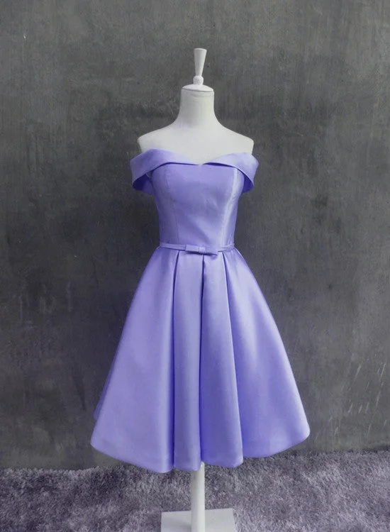 Beautiful Light Purple Short Satin Party Dress , Purple Homecoming Dress Tunics Practical durable