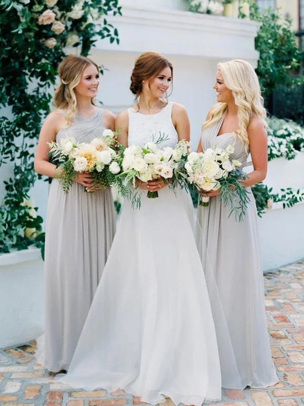 Charming Sleeveless Chiffon Party Dresses Long Bridesmaid Dresses, SW1116 Boatneck Modish Everyday