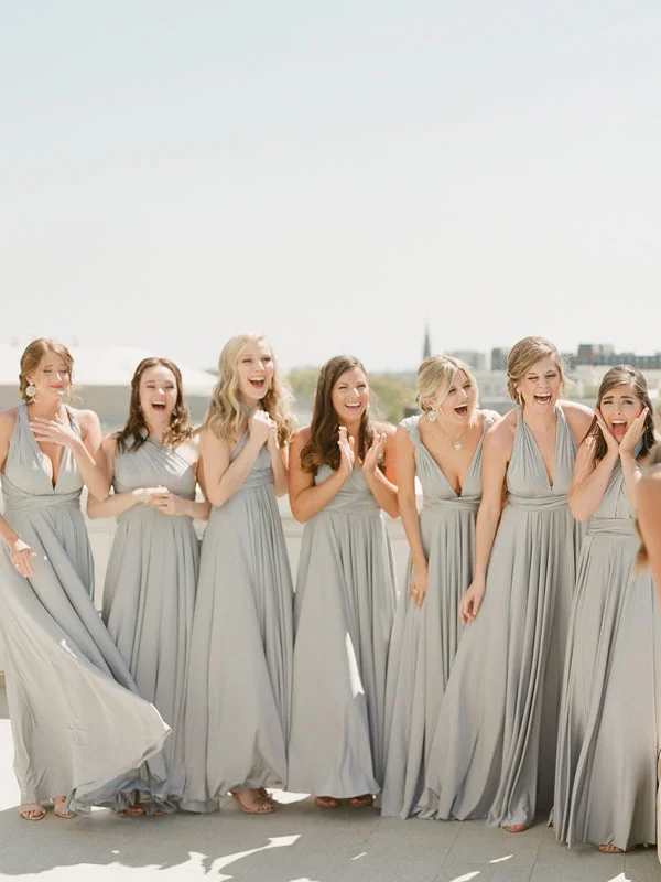 Charming V-neck Floor-length Party Dresses Long Bridesmaid Dresses, SW1119 Pencil Length Work