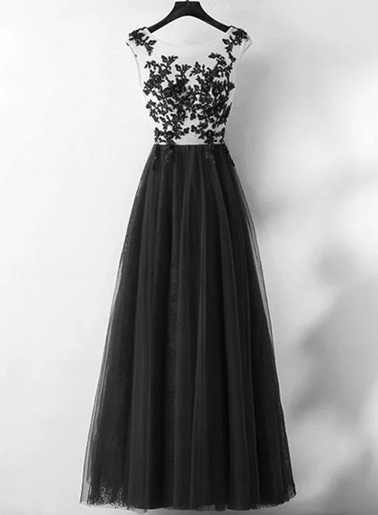 Elegant White and Black Tulle Party Dress, Black Evening Gowns, Black Party Dress Tunics Ceremony elegant