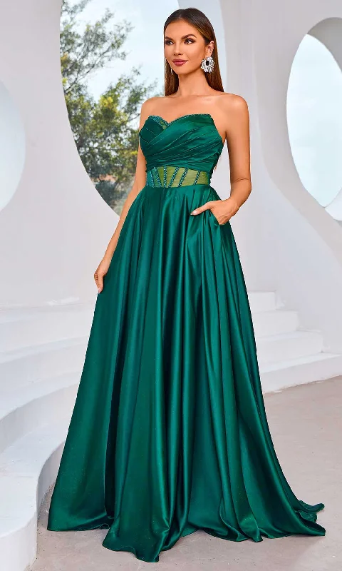 J'Adore Dresses J25007 - Illusion Waist Strapless Evening Dress Tunics Business professional