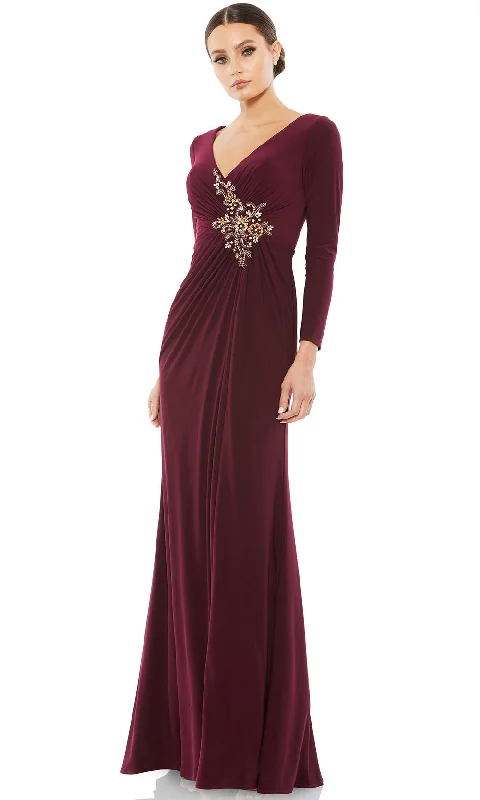 Mac Duggal 68736 - V-Neck Beaded Evening Dress Crew Neckline Casual